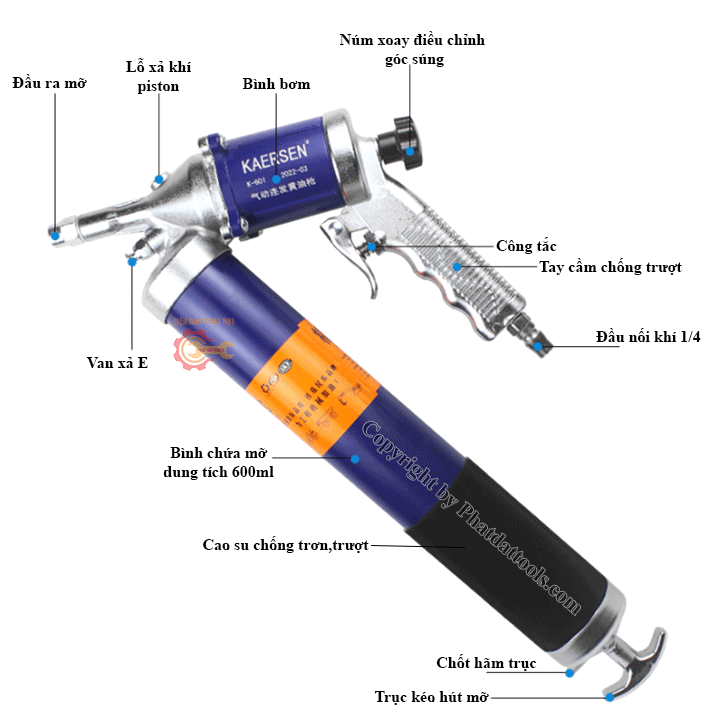 Súng Bơm Mỡ Khí Nén KAERSEN K601