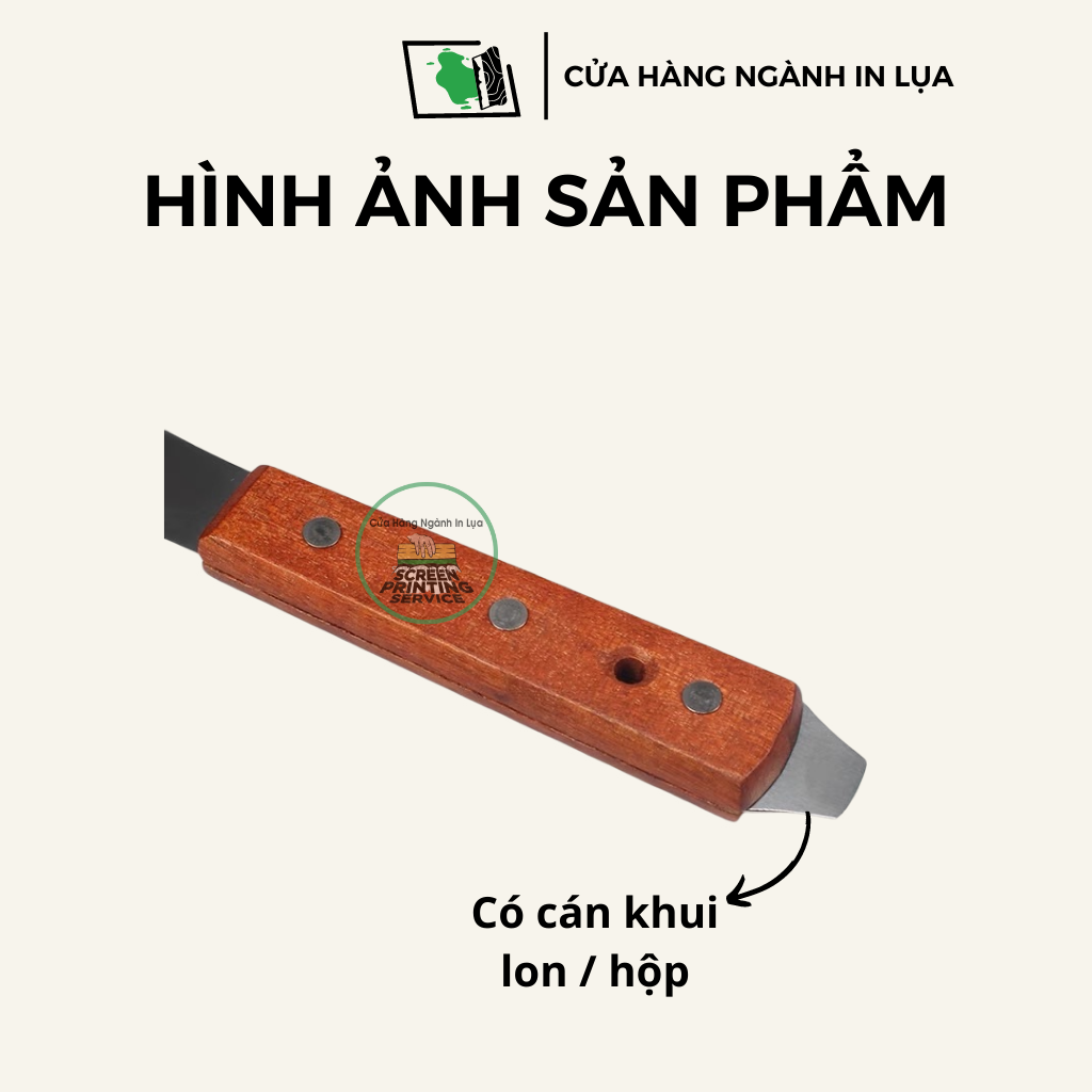 Dao inox khuấy mực in lụa, keo chụp bản