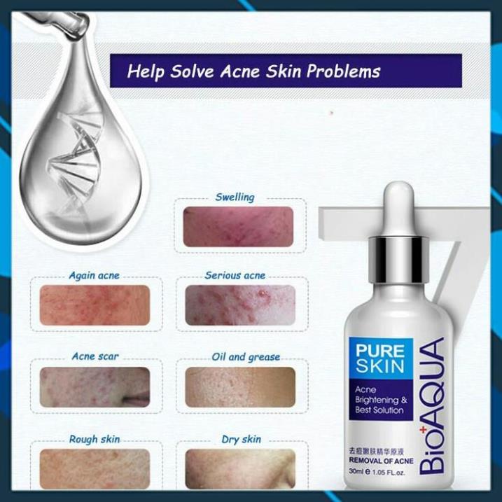 Serum Làm Sạch Mụn Trắng Da Dưỡng Ẩm Cấp Tốc Bioaqua Pure Skin 30ml