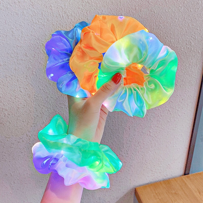 ( ĐƯỢC CHỌN MÀU ) Dây buộc tóc Scrunchies Hàn Quốc đèn led phát sáng