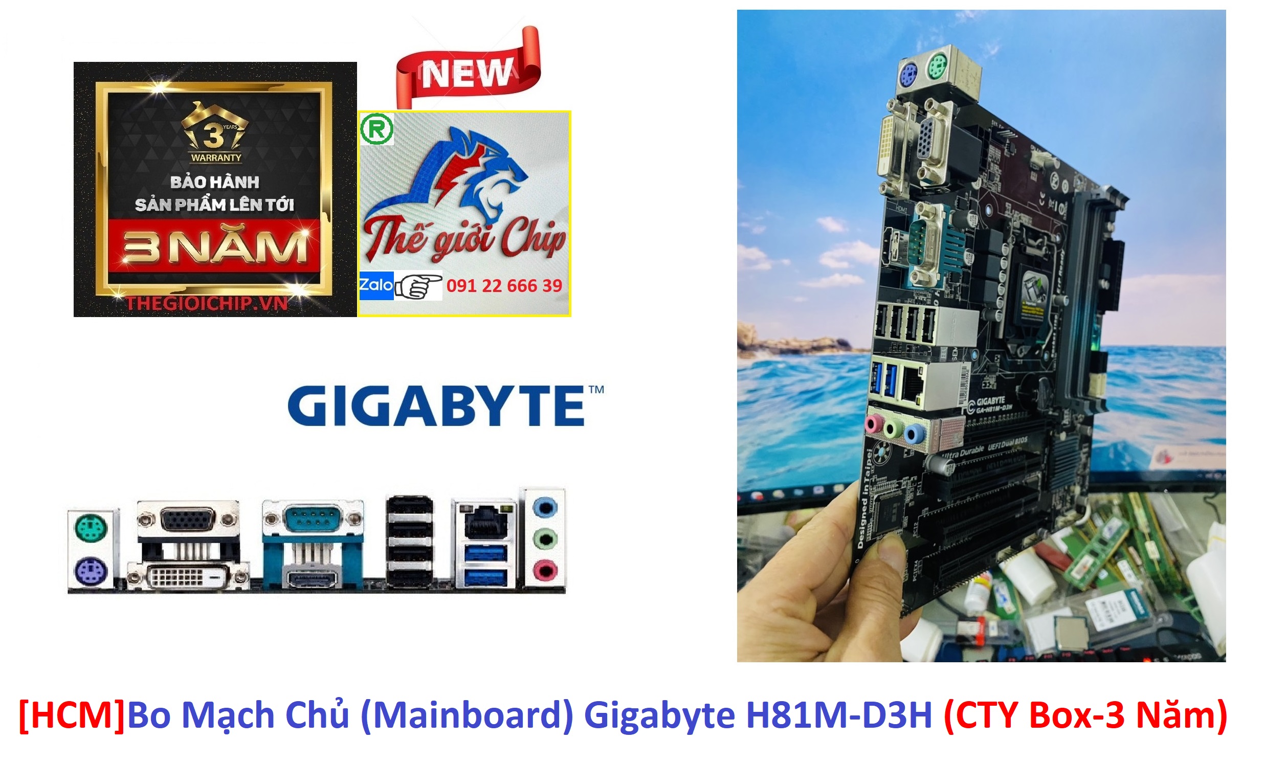 [HCM]Bo Mạch Chủ (Mainboard) Gigabyte H81M-D3H (CTY Box-3 Năm)
