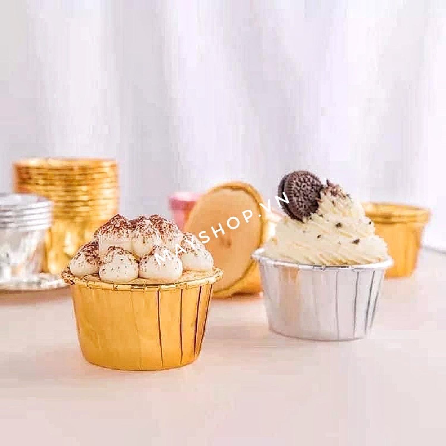 50 Cup giấy nhôm làm cupcake