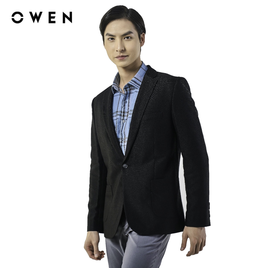 Owen - blazer regular fit bl231492 màu đen chất liệu namu