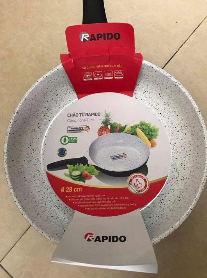 CHẢO TỪ MEN GỐM RAPIDO SIZE 28cm ĐÁY LIỀN