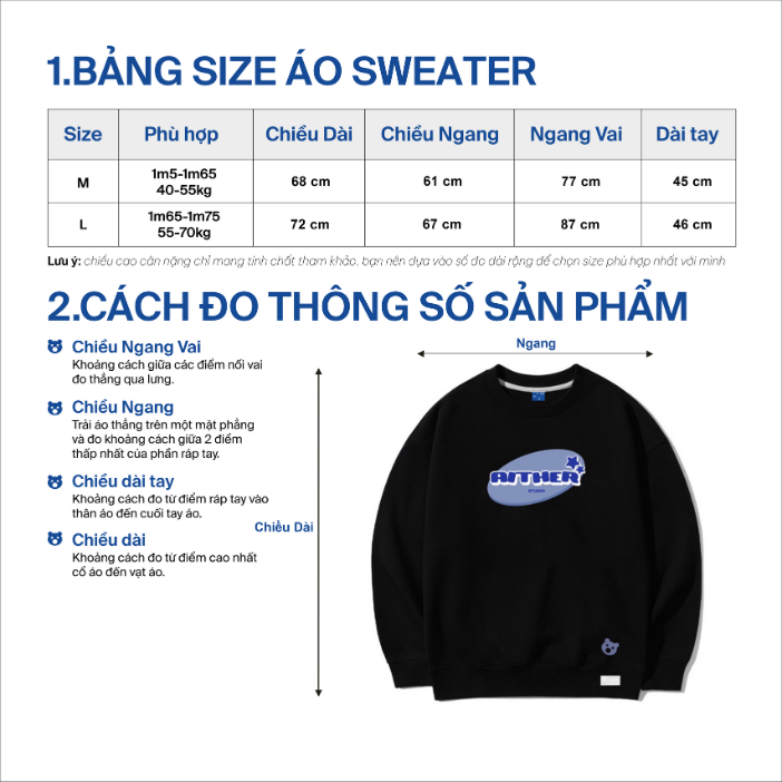 AITHER STUDIO Áo nỉ Sweater Aither tay dài form rộng