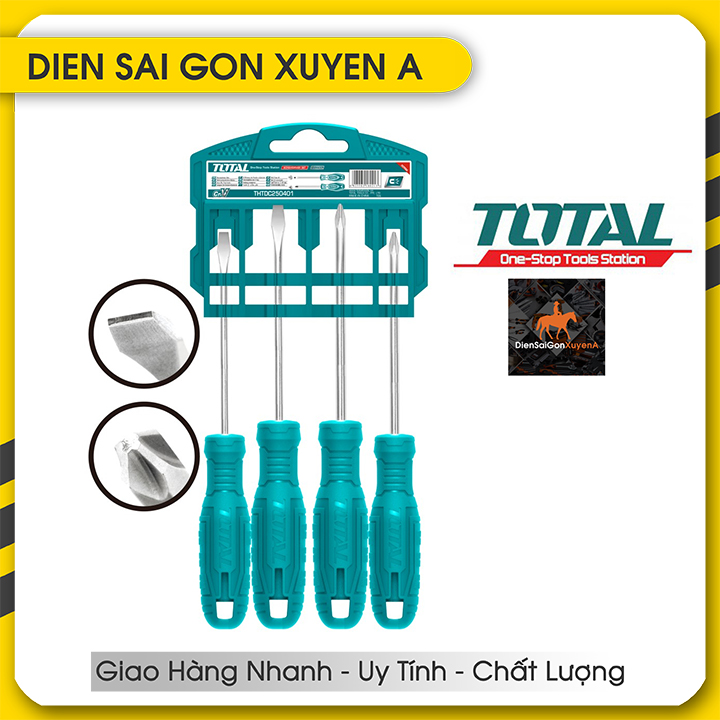 Bộ 4 cây tuốc nơ vít dẹp và bake Total THTDC250401