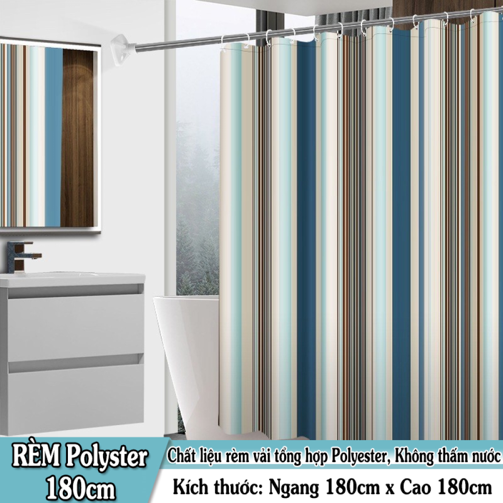 [HCM]Rèm Phòng Tắm / Rèm Cửa Sổ Trằng Họa Tiết Mèo Chữ 180cm X 180cm Loại 1