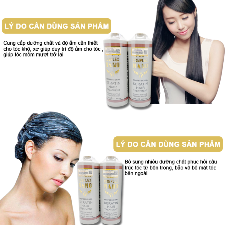 Kem ủ tóc KERATIN COMPLEX NANO 1000ml - Ủ tóc phục hồi Keratin siêu mềm mượt