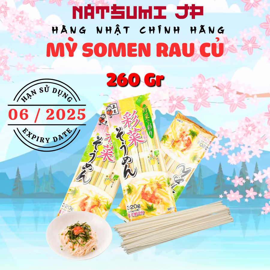 Mì somen ngũ sắc rau củ Itsuki cho bé 320g Nhật Bản