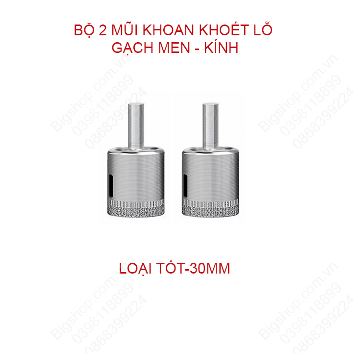 Combo bộ 2 mũi khoan khoét lỗ gạch men, kính, gốm sứ đa năng, nhiều kích cỡ