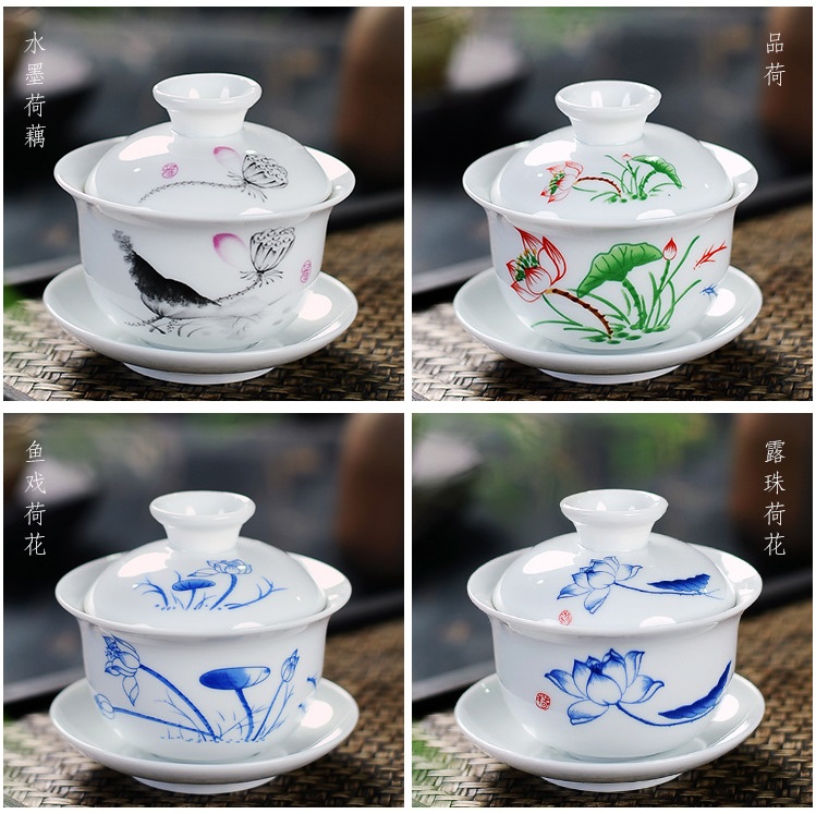 Chén Khải Pha Trà Bằng Sứ Trắng Bạch Định Thấu Quang
