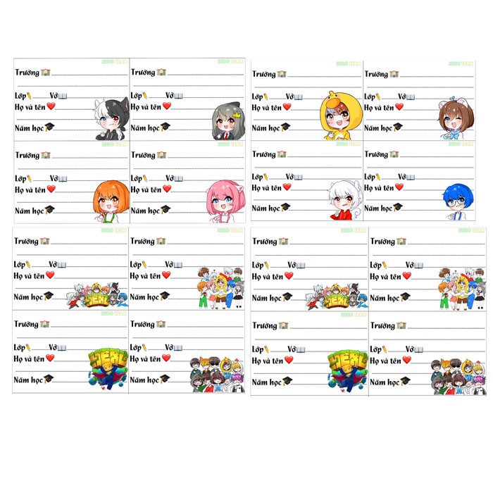 Nhãn vở hero team combo 32 nhãn