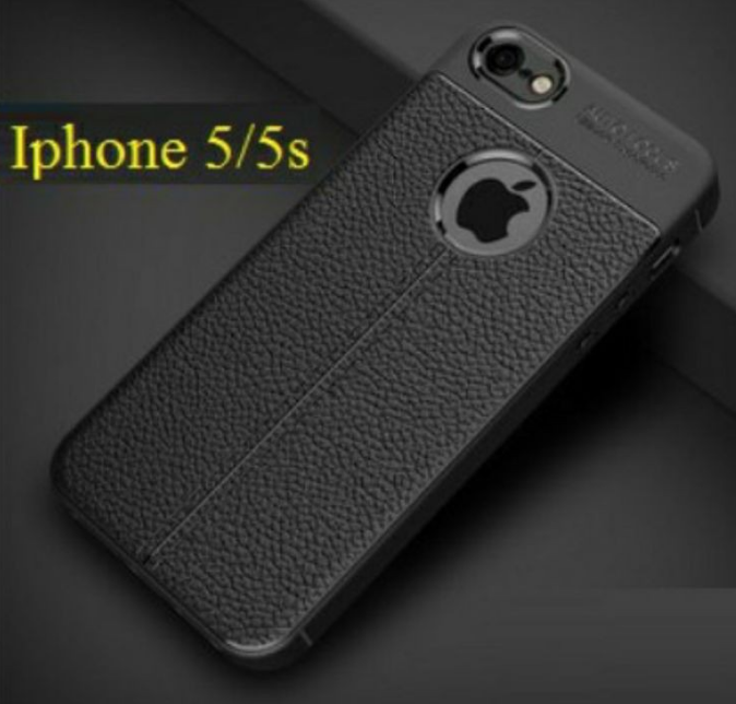 ỐP LƯNG DẺO VÂN DA AUTO FOCUS IP 5G / 5S (ĐEN)