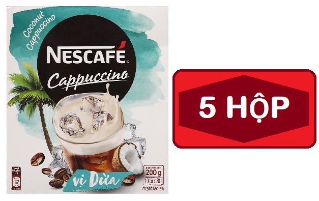 Cà phê hòa tan NESCAFÉ Cappuccino Vị Dừa (Hộp 10 gói x 20g)