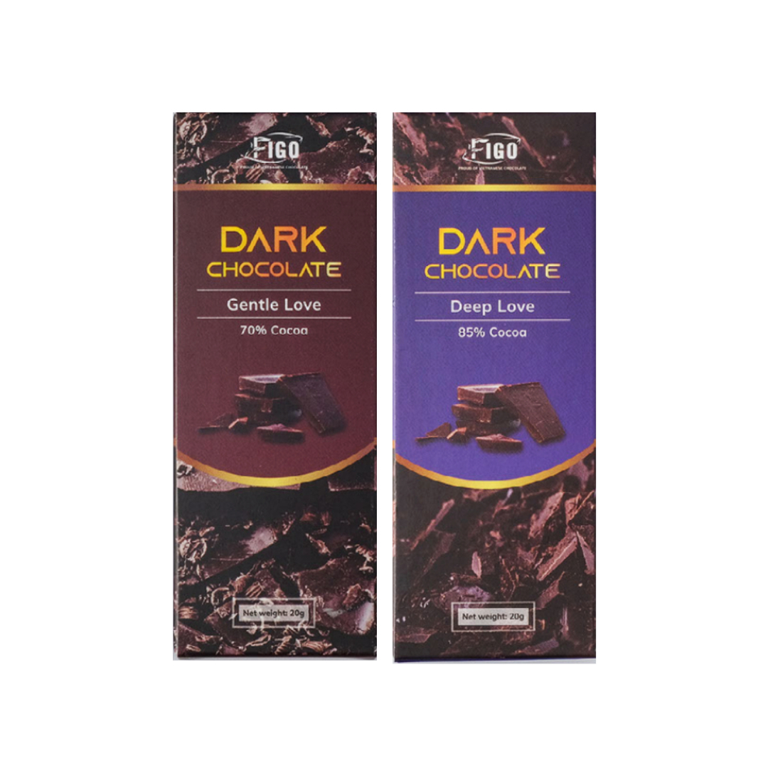 Combo 2 hộp kẹo socola đen 85% và socola đen 70% cacao 20g FIGO
