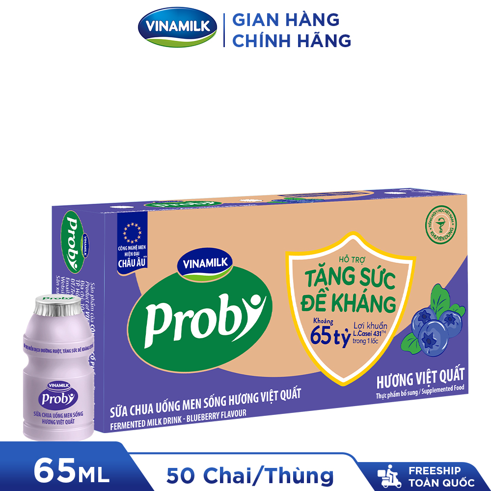 2 Thùng Sữa chua uống Probi Việt Quất chai x 65ml - 50 chai/Thùng Yogurt