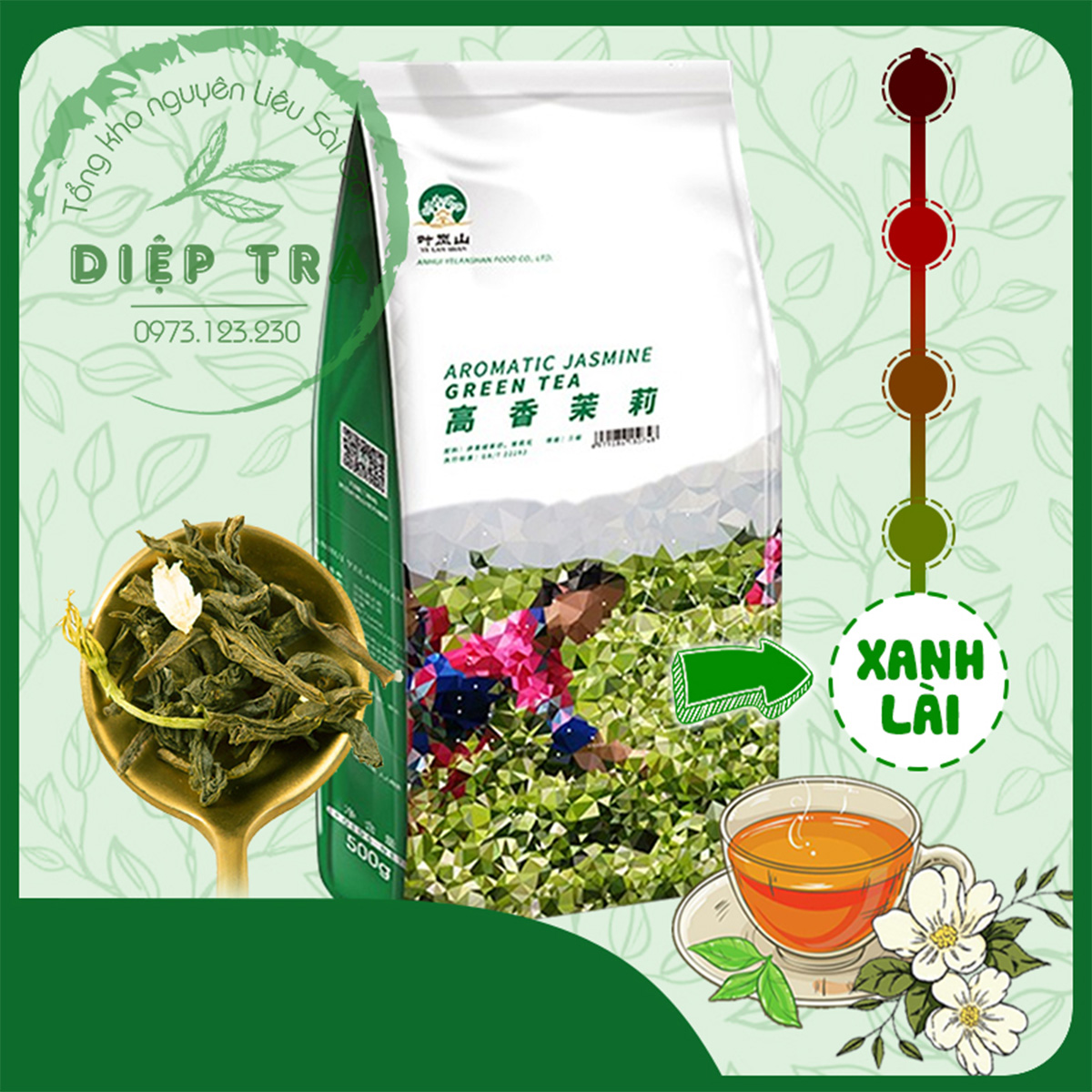 Tổng hợp Trà Yelanshan 500gr (Trà xanh nhài/OOlong tứ quý/Trà kiều mạch-gạo lứt)