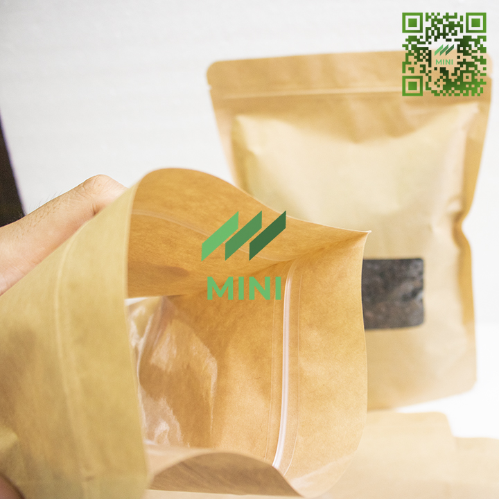 [1 Kg] Túi zip giấy Kraft có cửa sổ