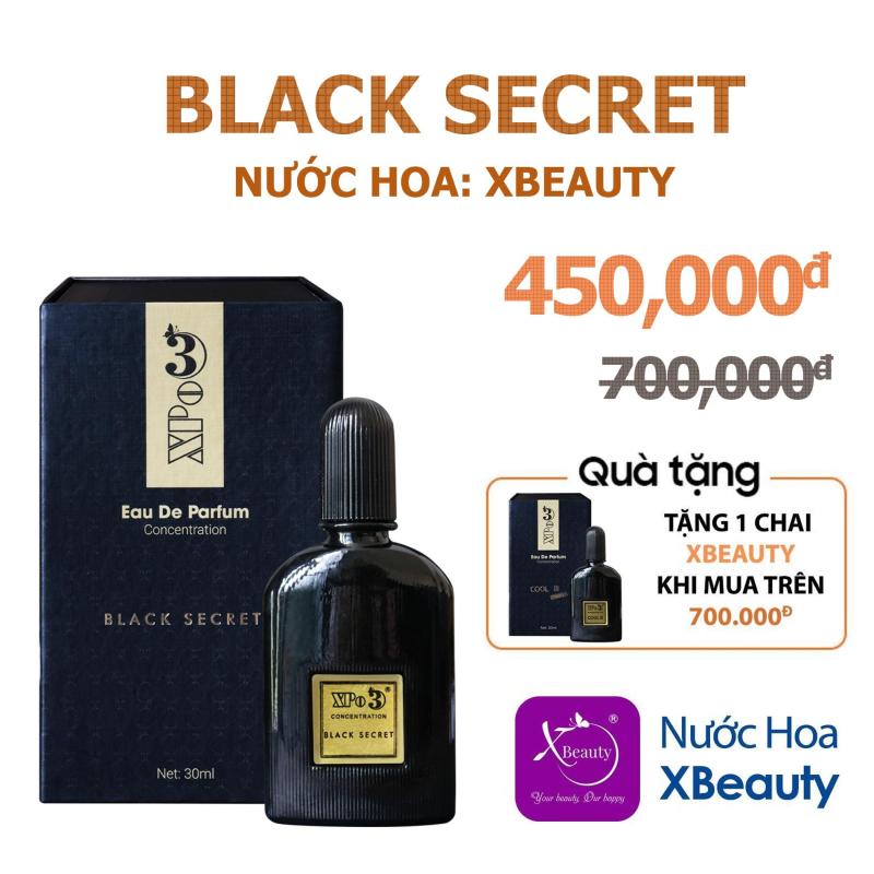 Nước hoa Nam XBeauty XPo3 Black Secret 30ml (GTIN: 8938511722109). Nước hoa cô đặc thơm lâu dành cho Nam cao cấp