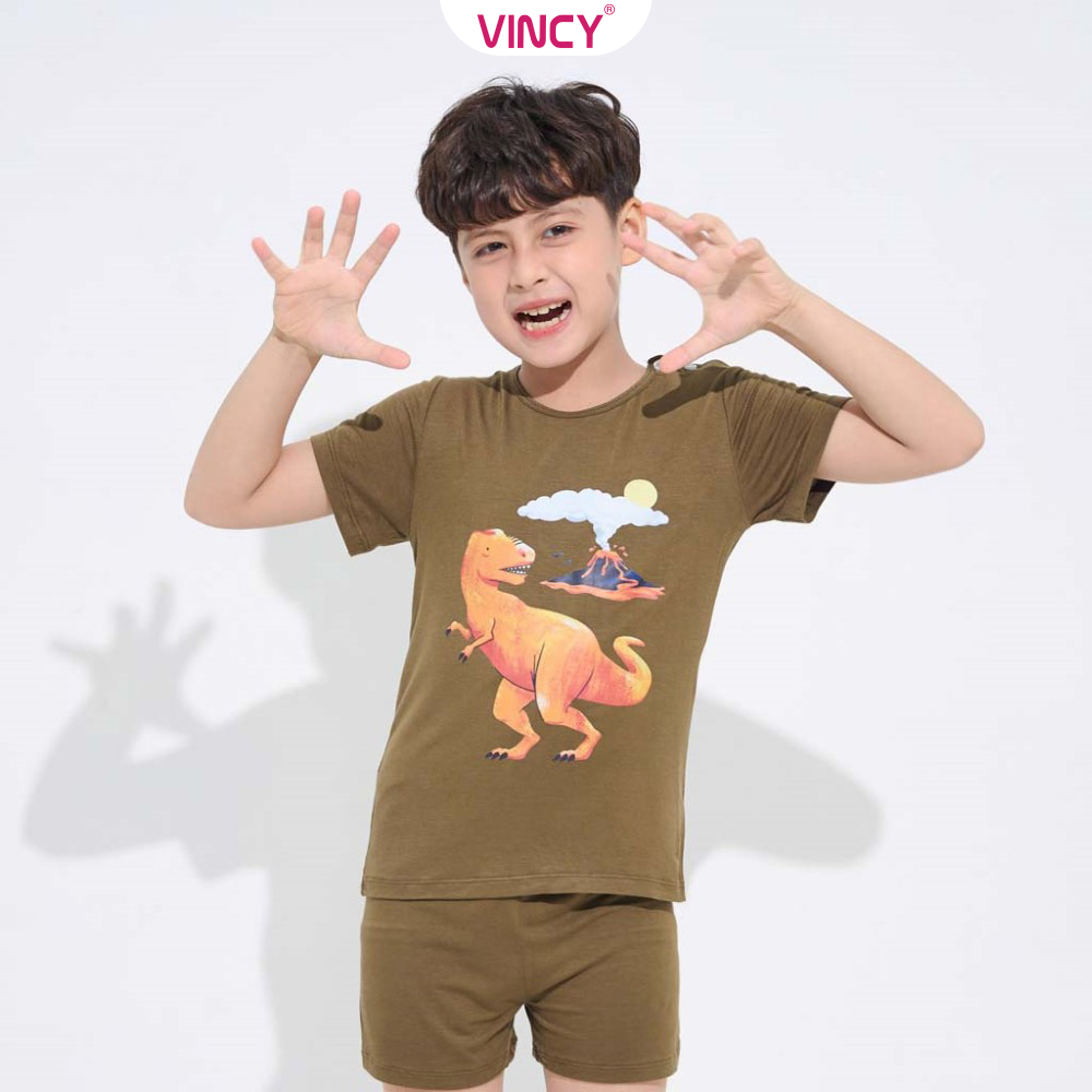 [Mua 3 giảm 20%, mua 2 giảm 15%] Bộ Đồ Short Thun Bé Trai Vincy Thoáng Mát SST032W11