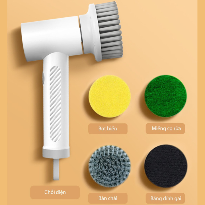 Chổi điện cọ nhà vệ sinh cầm tay đa năng mini Xiaomi Xiaoda - công suất lớn 10W chà bồn cầu sạc pin dễ dàng thay thế 5 đầu