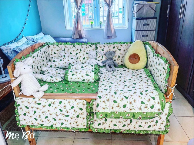 vải thô mặt lụa hình quả bơ xanh