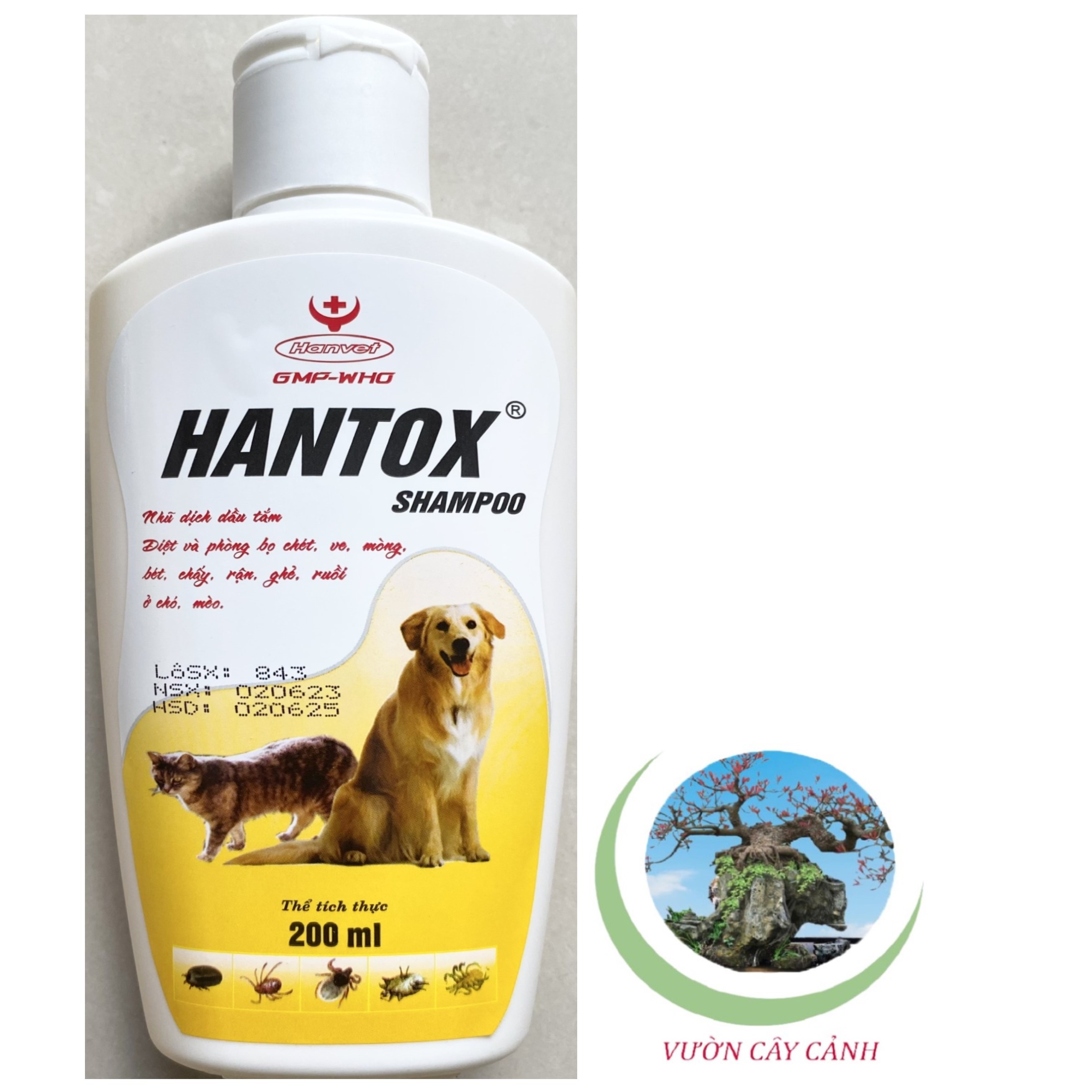 Hantox Shampoo - Dầu tắm Chó, Mèo (Màu Vàng) - 059B# 200ml