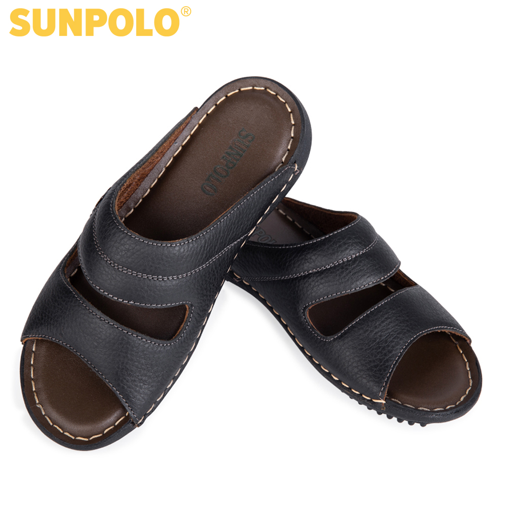 Dép nam da bò SUNPOLO DQN024 (Đen, Nâu)