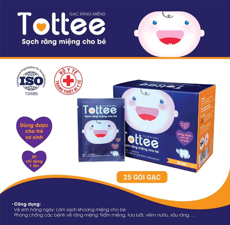 Gạc rơ lưỡi/ tưa lưỡi Tottee cho bé (hộp 25 cái)