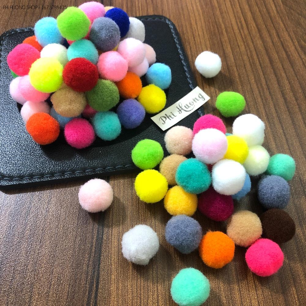 Hạt bông pompom đủ màu nhiều kích cỡ trang trí handmade