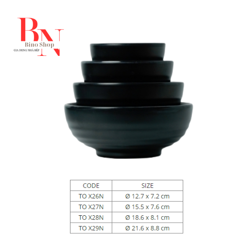 [HCM]Tô Nhựa Melamine Tròn Đen Nhám