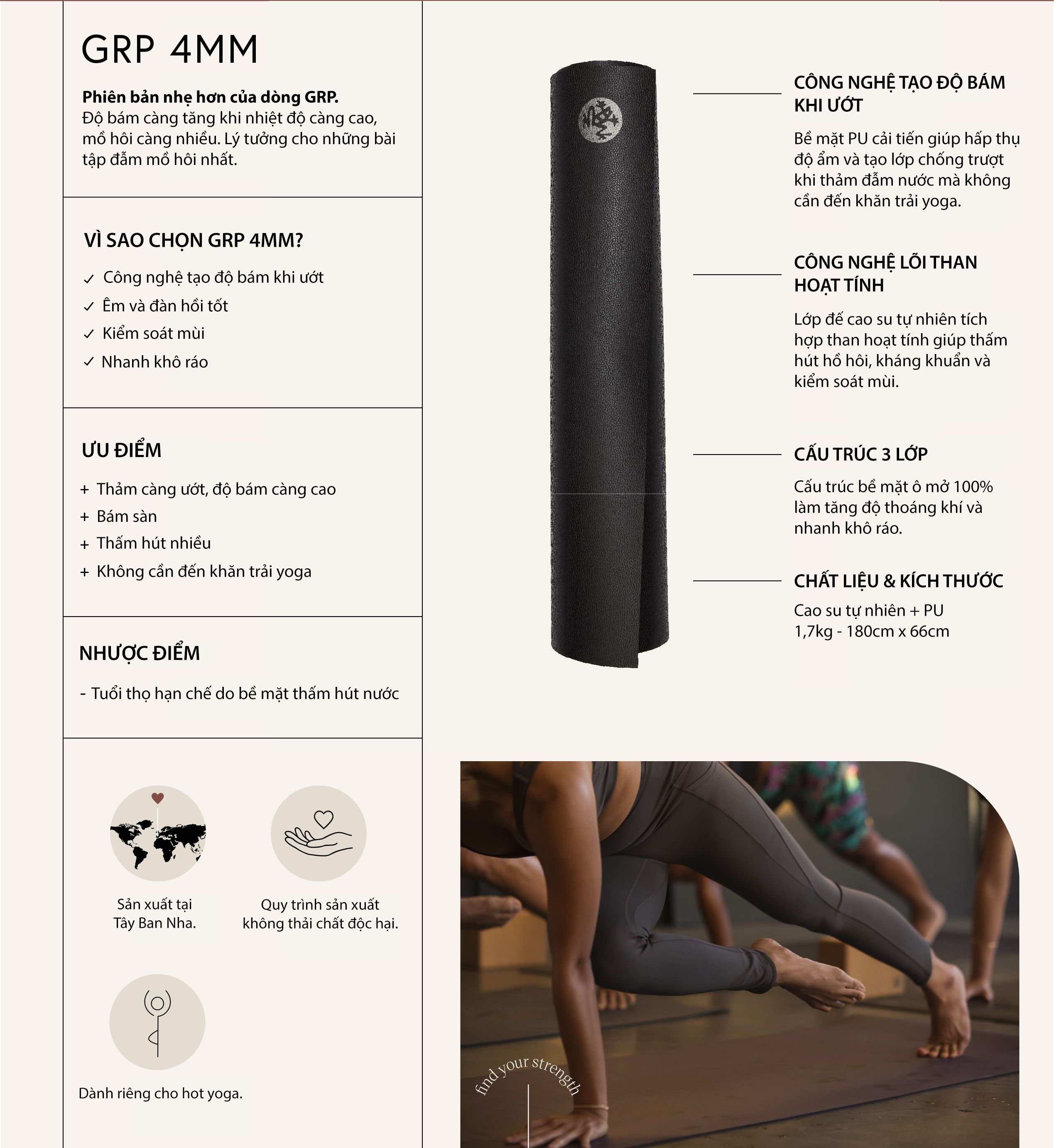 Thảm Tâp Yoga Manduka GRP Lite 4mm