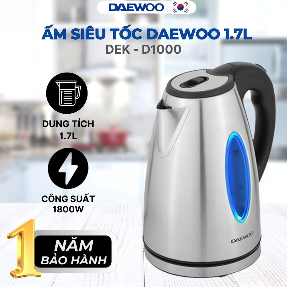 Daewoo Ấm siêu tốc DEK-D1000 1.7L (1800w) -Hàng chính hãng
