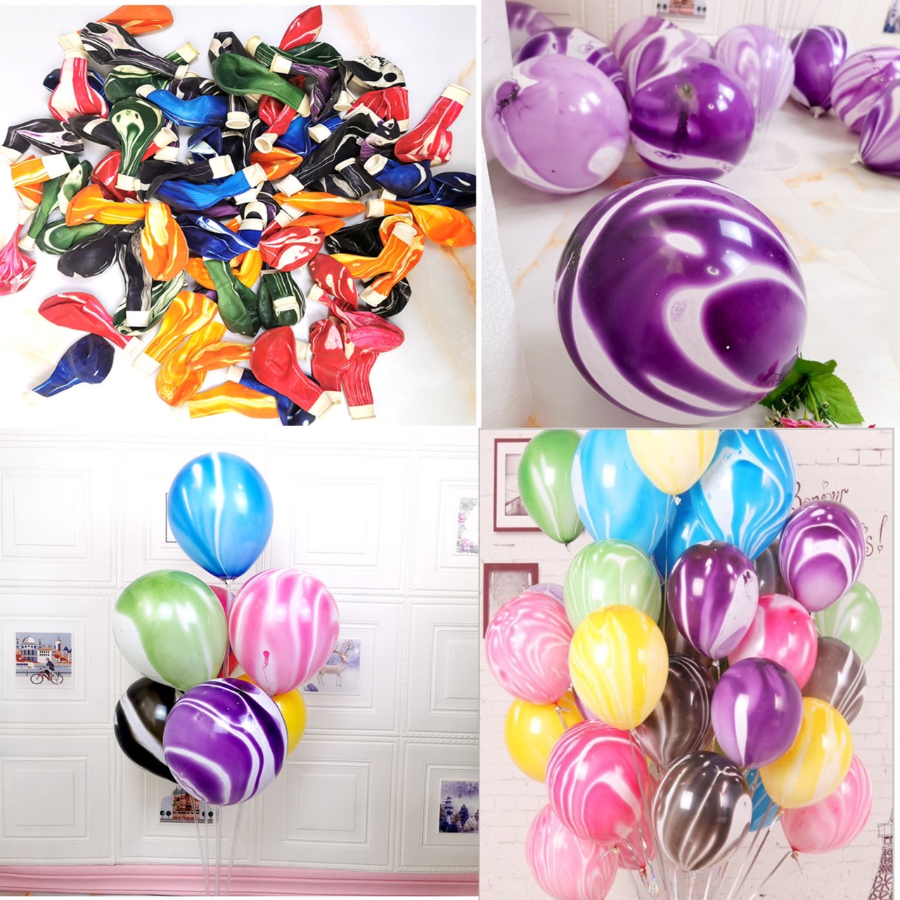 Combo 10/20/30 quả bóng bay vân đá các màu VD01 30cm