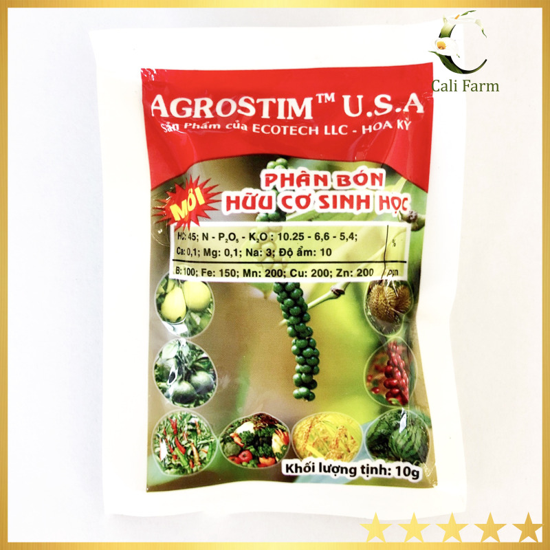 Phân bón hữu cơ AGROSTIM U.S.A 10g nhỏ gọn tiện lợi cho vườn hoa và rau tự trồng