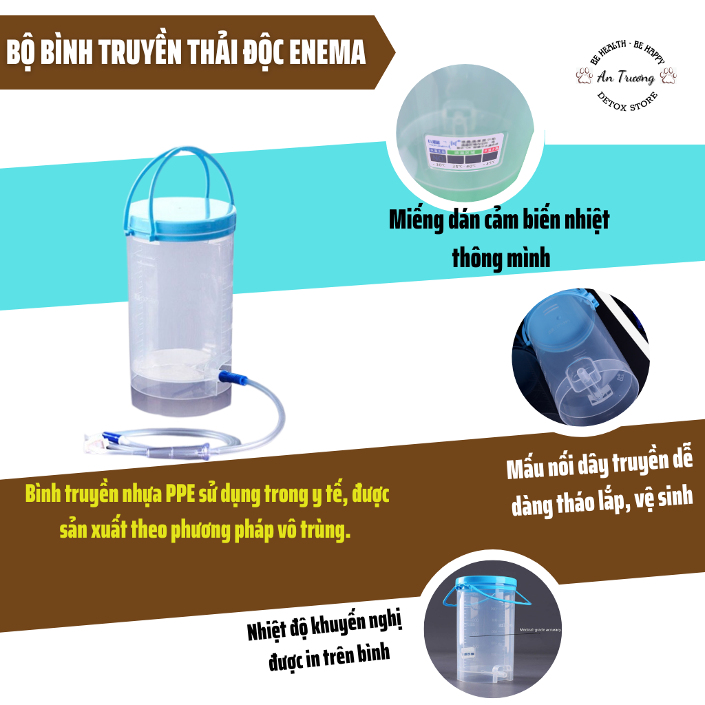 Bình truyền cà phê Enema thải độc đại tràng ( tặng 1 đầu dây truyền mềm mại tiêu chuẩn)