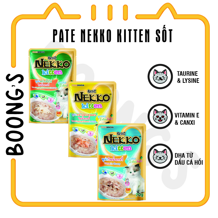 [PATE MÈO] Pate Nekko Kitten dạng sốt dành cho mèo con 70gr