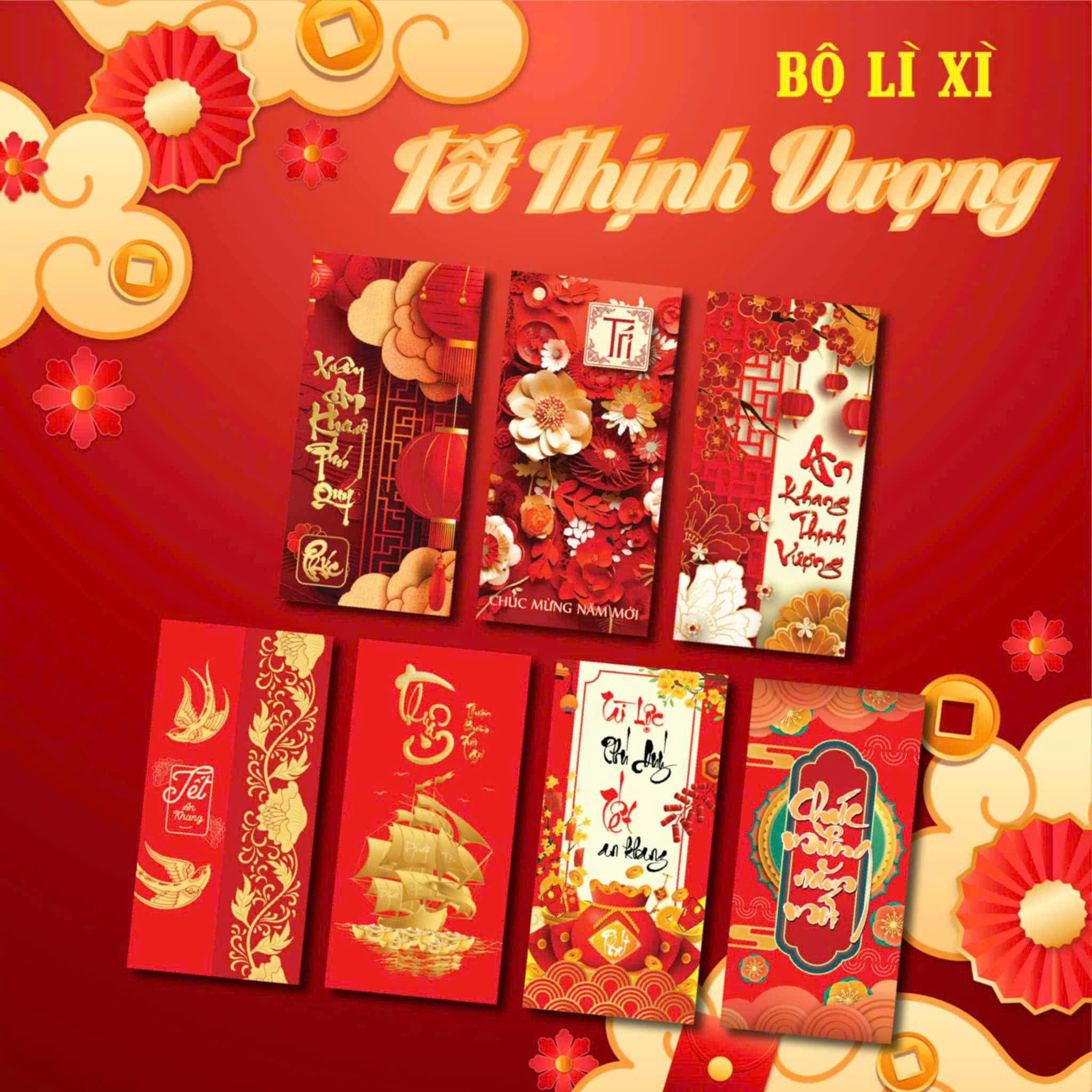 [QUÀ TẶNG KHÔNG BÁN] Combo 10 Bao Lì Xì Câu Chúc Tết Năm 2025