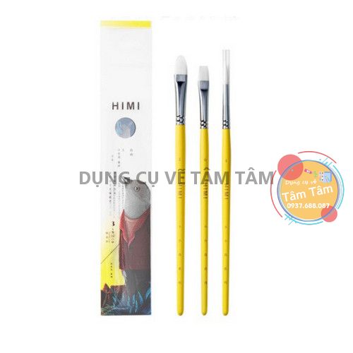 Bộ cọ vẽ himi 3 cây, cọ vẽ màu thạch himi 3 cây-dụng cụ vẽ tâm tâm
