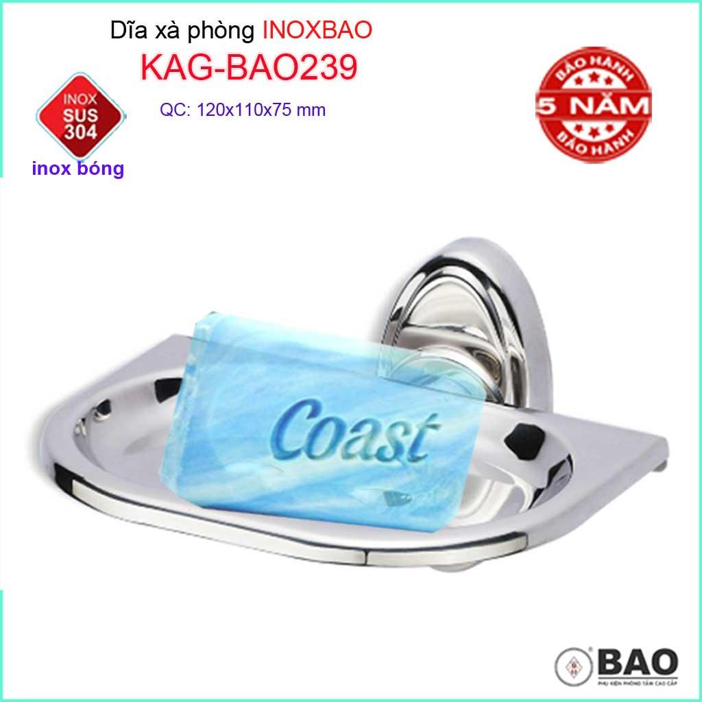 Dĩa đựng xà bông Inox Bảo KAG-BAO239, kệ xà phòng cục SUS304 báng bóng dễ vệ sinh thiết kế đẹp tiện dụng