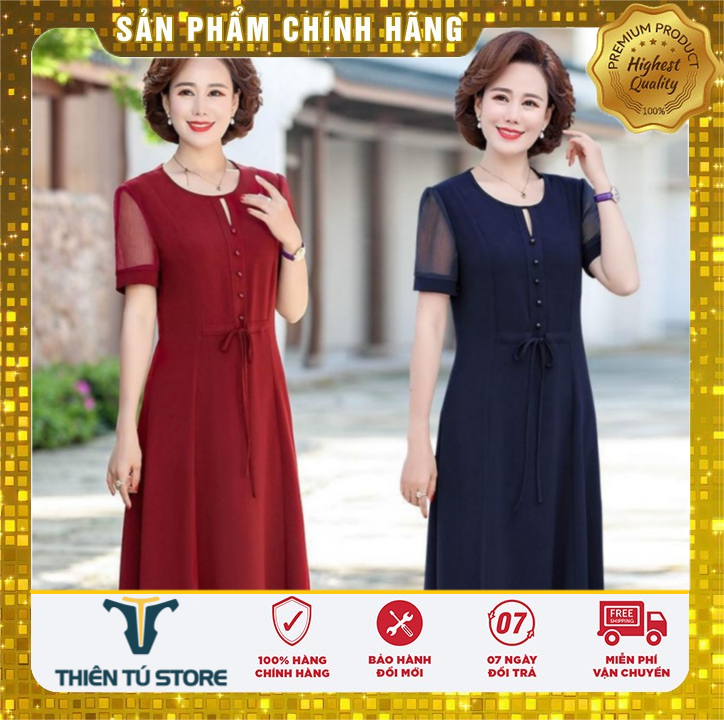 Đầm suông lụa viền cổ hình xe ngựa màu hoa Hồng 7353