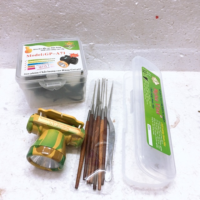 Combo Bộ Lấy Ráy Tai 8 Món (Có Hộp) và Đèn Lấy Rái Tai Đội Đầu