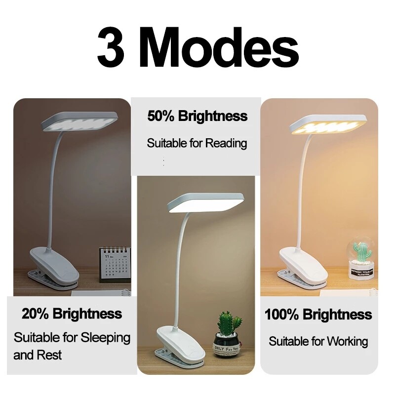 360 ° flexible clip table lamp led desk light USB charging bedside night light reading lamp