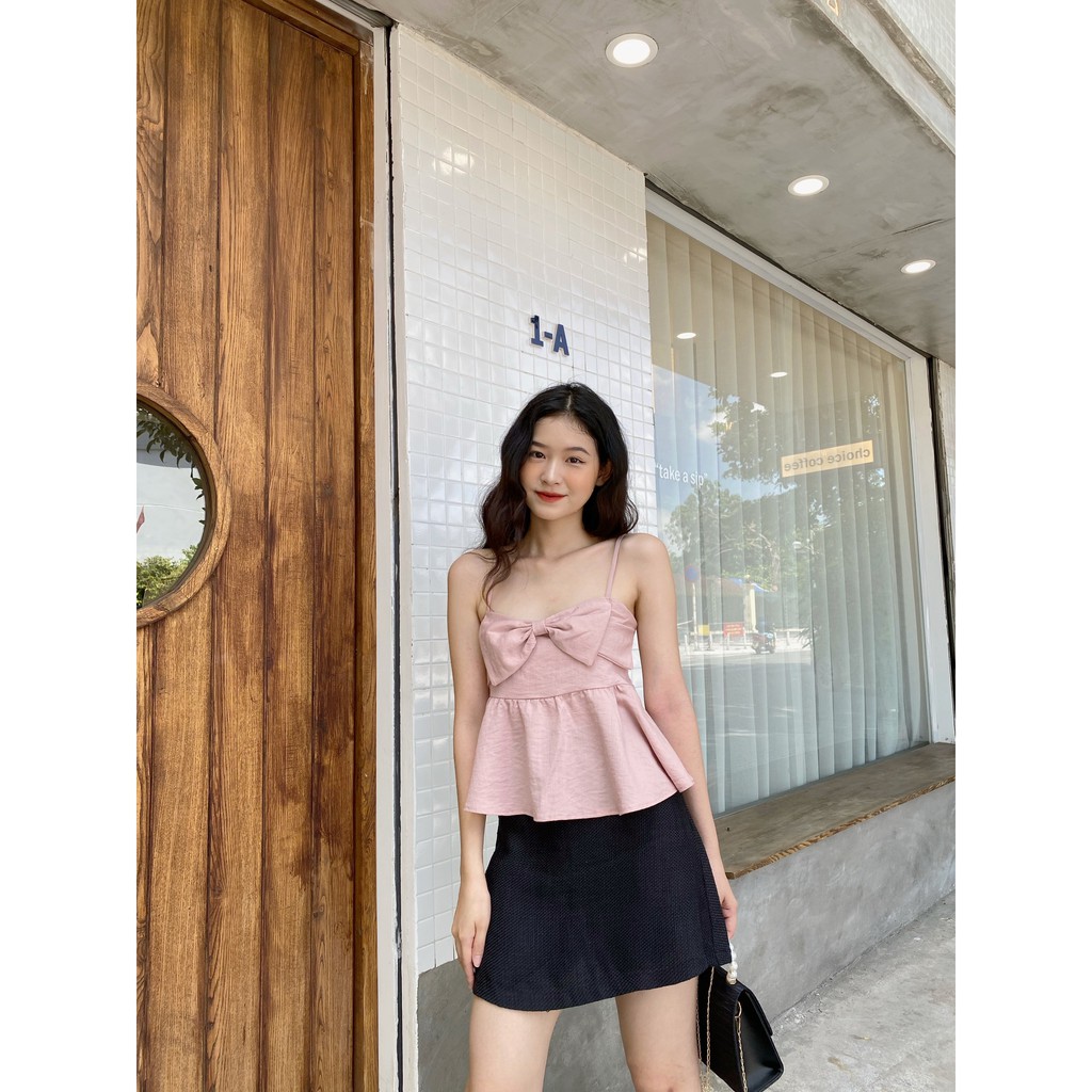 Yu cherry | áo nữ linen cami bow top ya382