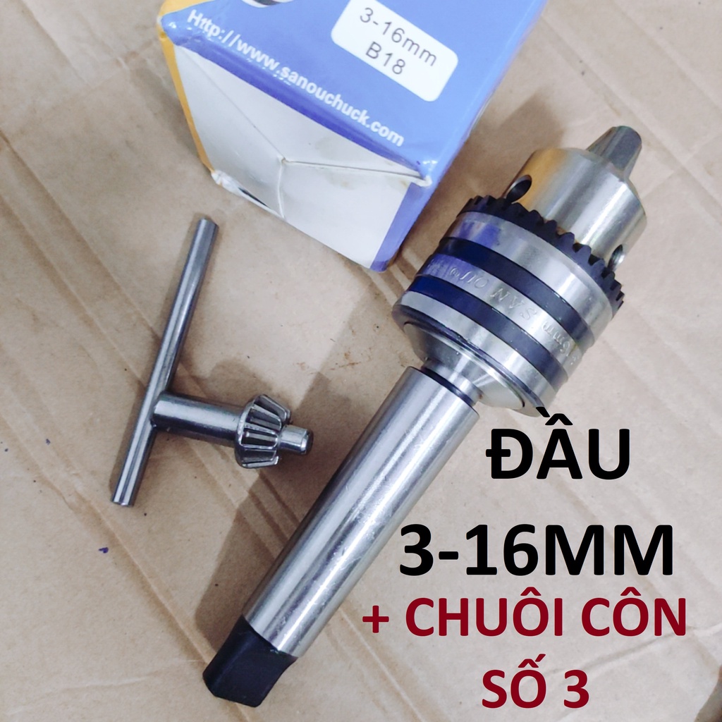 Đầu kẹp mũi khoan 3-16mm, lỗ 18mm, đầu mang ranh acz/ sandu