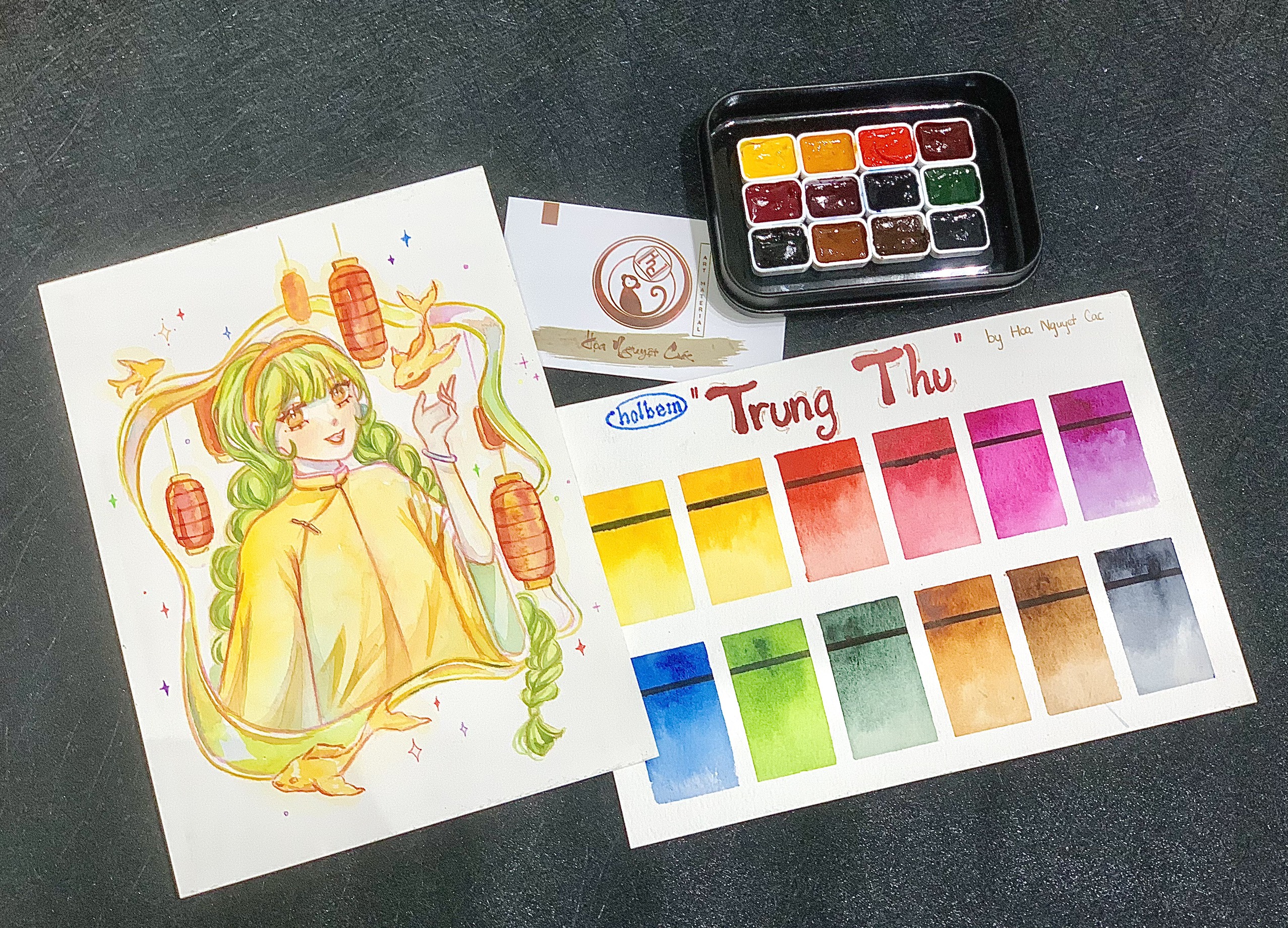 [Holbein] Pocket màu nước ''Trung Thu'' 12 màu 1ml