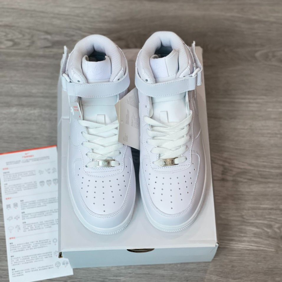 Nike Af1 trắng cổ mid, Giày _Nike Air Force 1 Mid All White