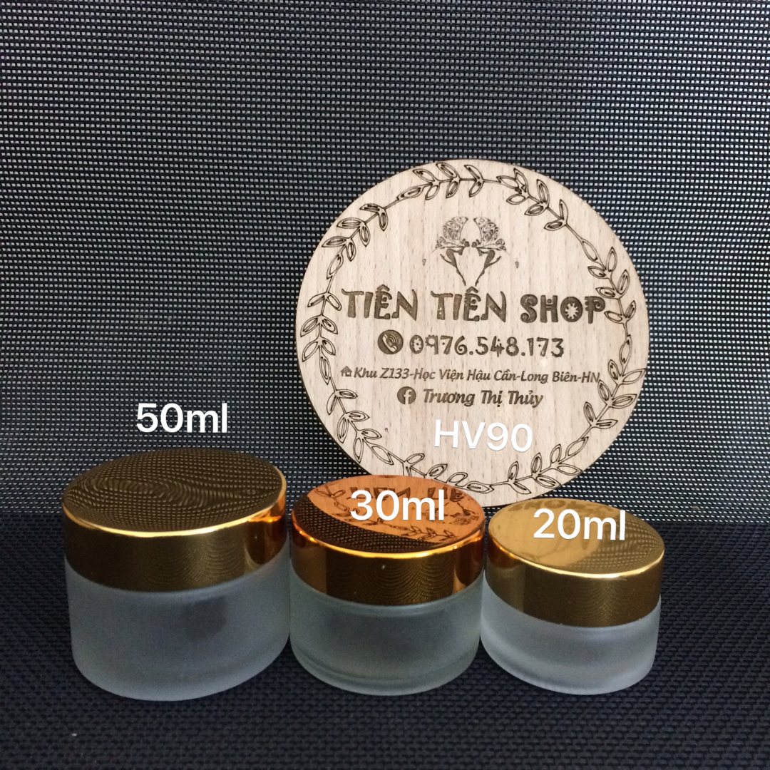 Hũ thủy tinh mờ 10ml, 20ml, 30ml, 50ml, 100ml nắp vàng nắp bạc