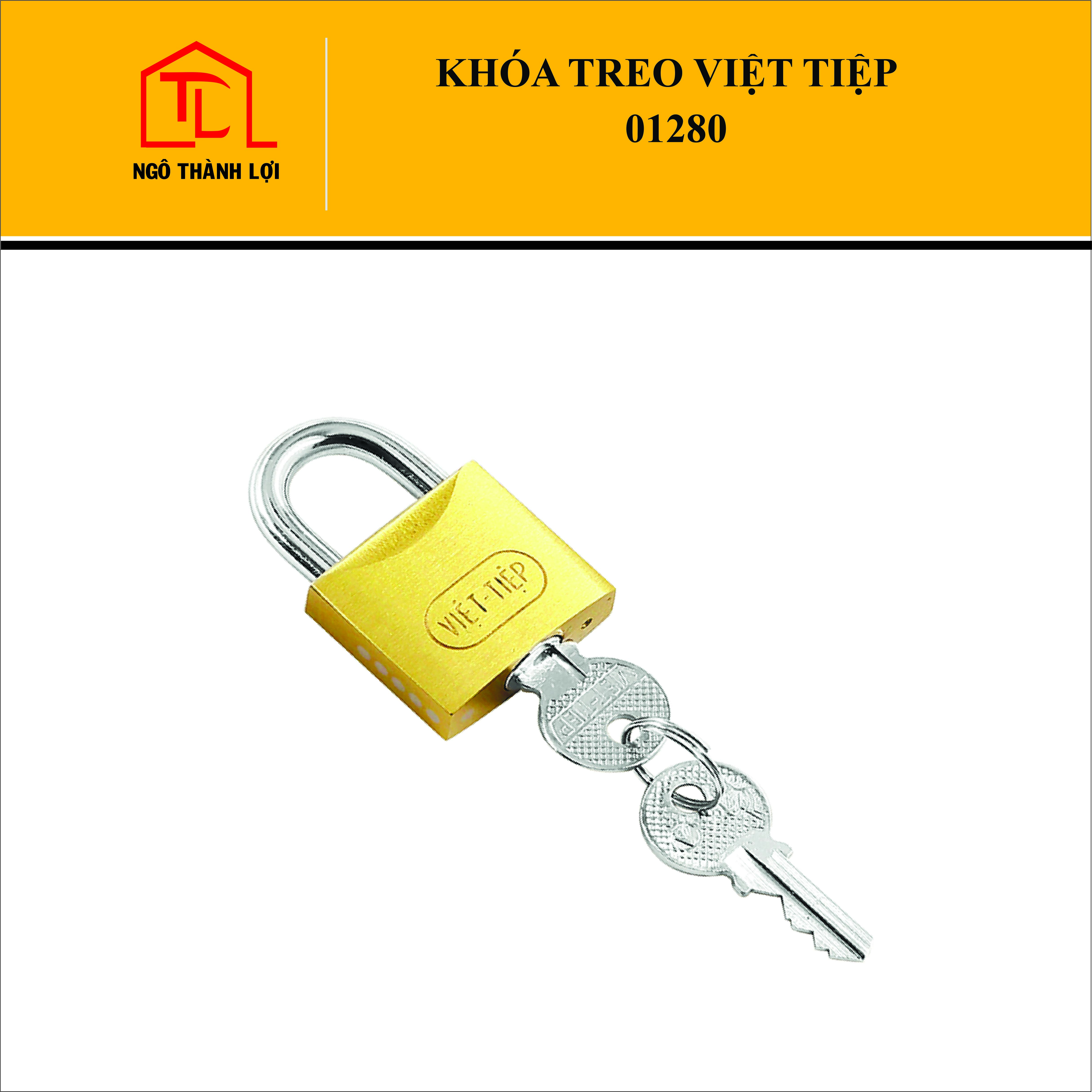 Ổ khóa treo Việt Tiệp bấm đồng vàng 01280 dùng cho khóa valy 2.8 cm giá tốt có bán tại Ngô Thành Lợi