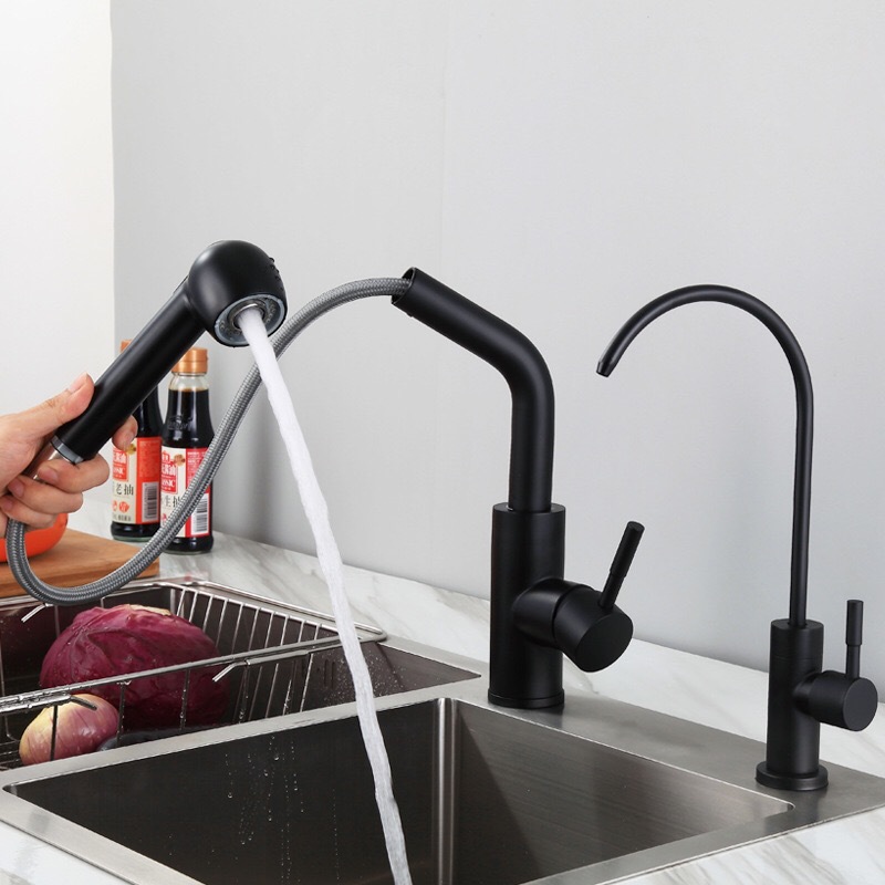 vòi rửa bát nóng lạnh rút dây cổ thấp Lukas